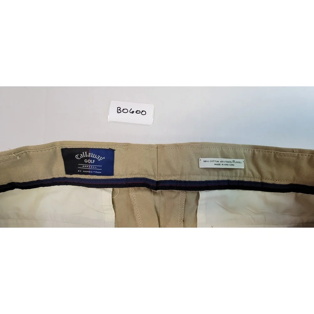 Callaway‎ Golf Apparel Mens Khaki Flat Front Pleated Chino Pants 38W x 30L NWT